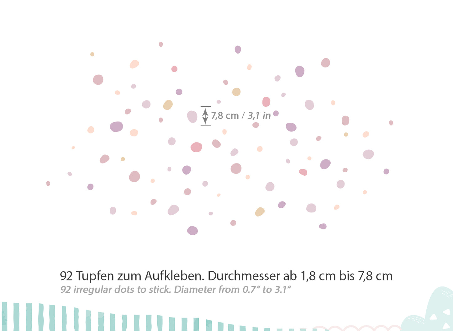 Wandtattoo 92 Tupfen Lila Rosa Pfirsich DK1012