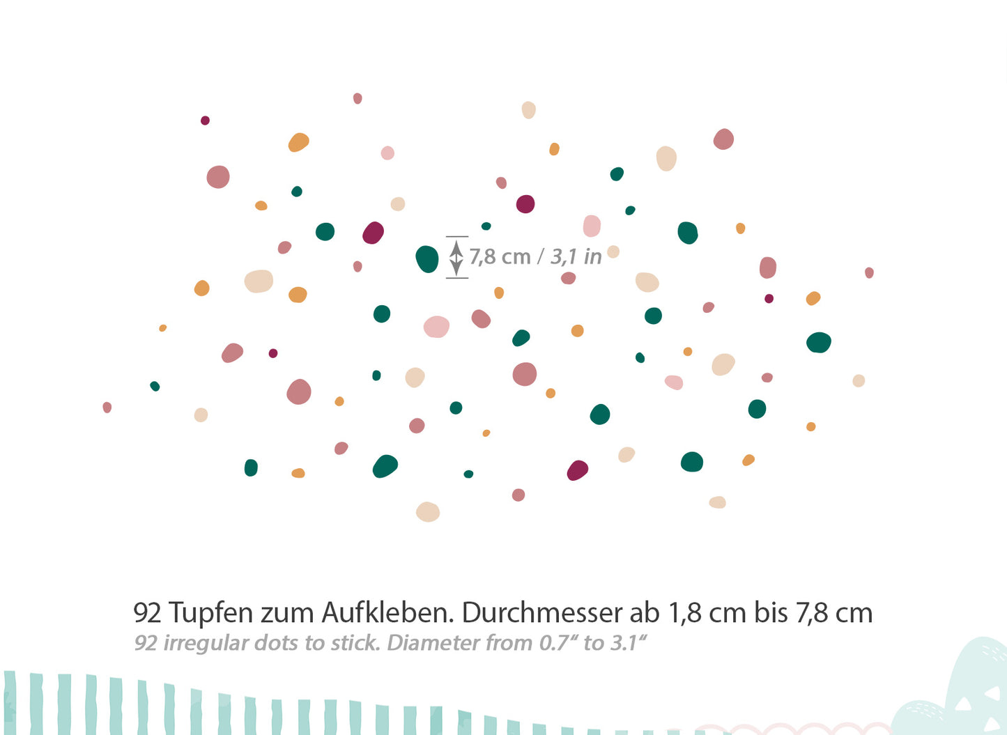 Wandtattoo 92 Tupfen Rosa Beige Grün DK1019
