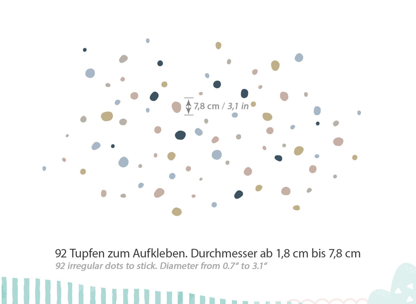Wandtattoo 92 Tupfen Blau Beige Grau DK1020