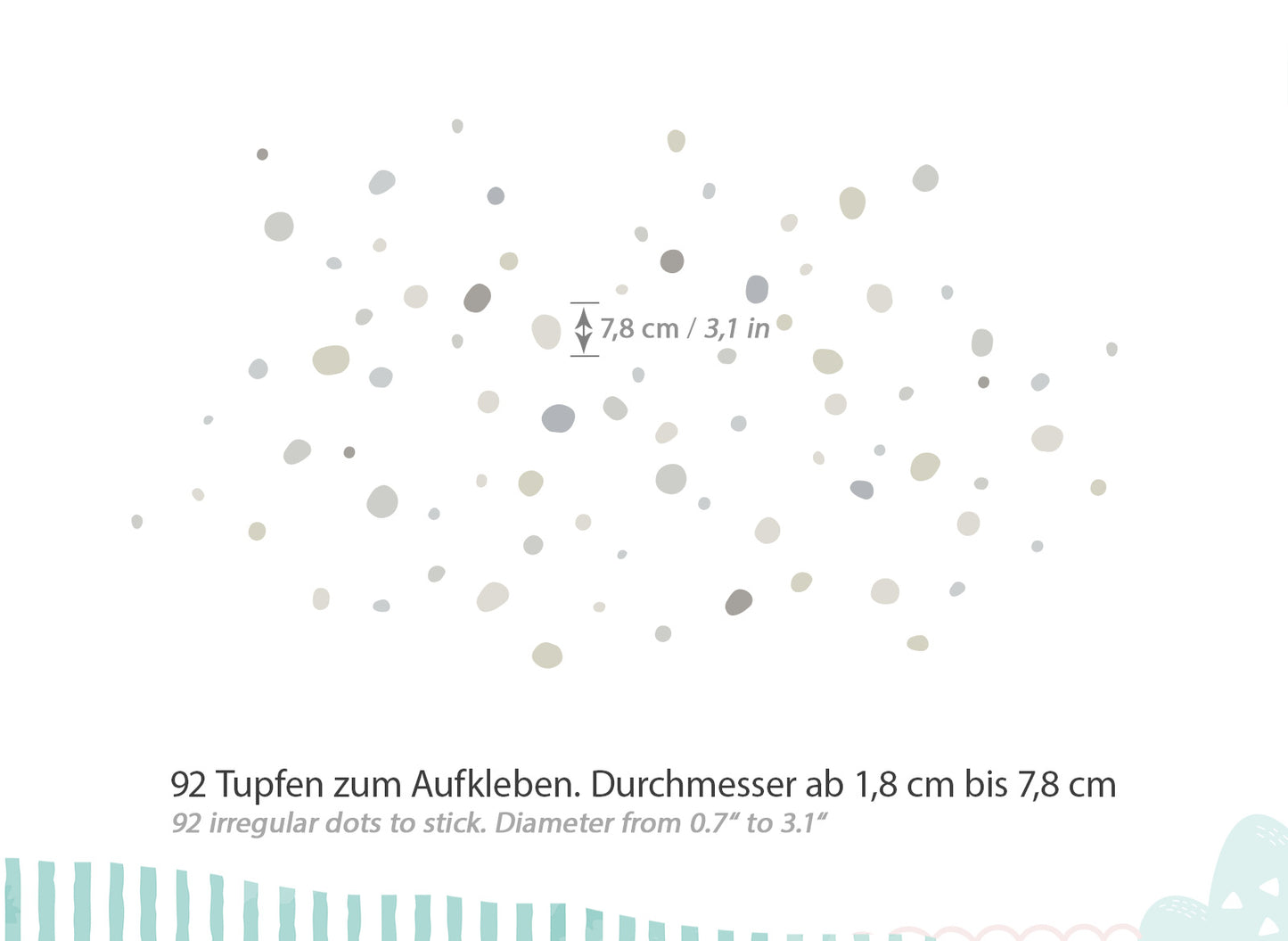 Wandtattoo 92 Tupfen Grau Beige Blau DK1024
