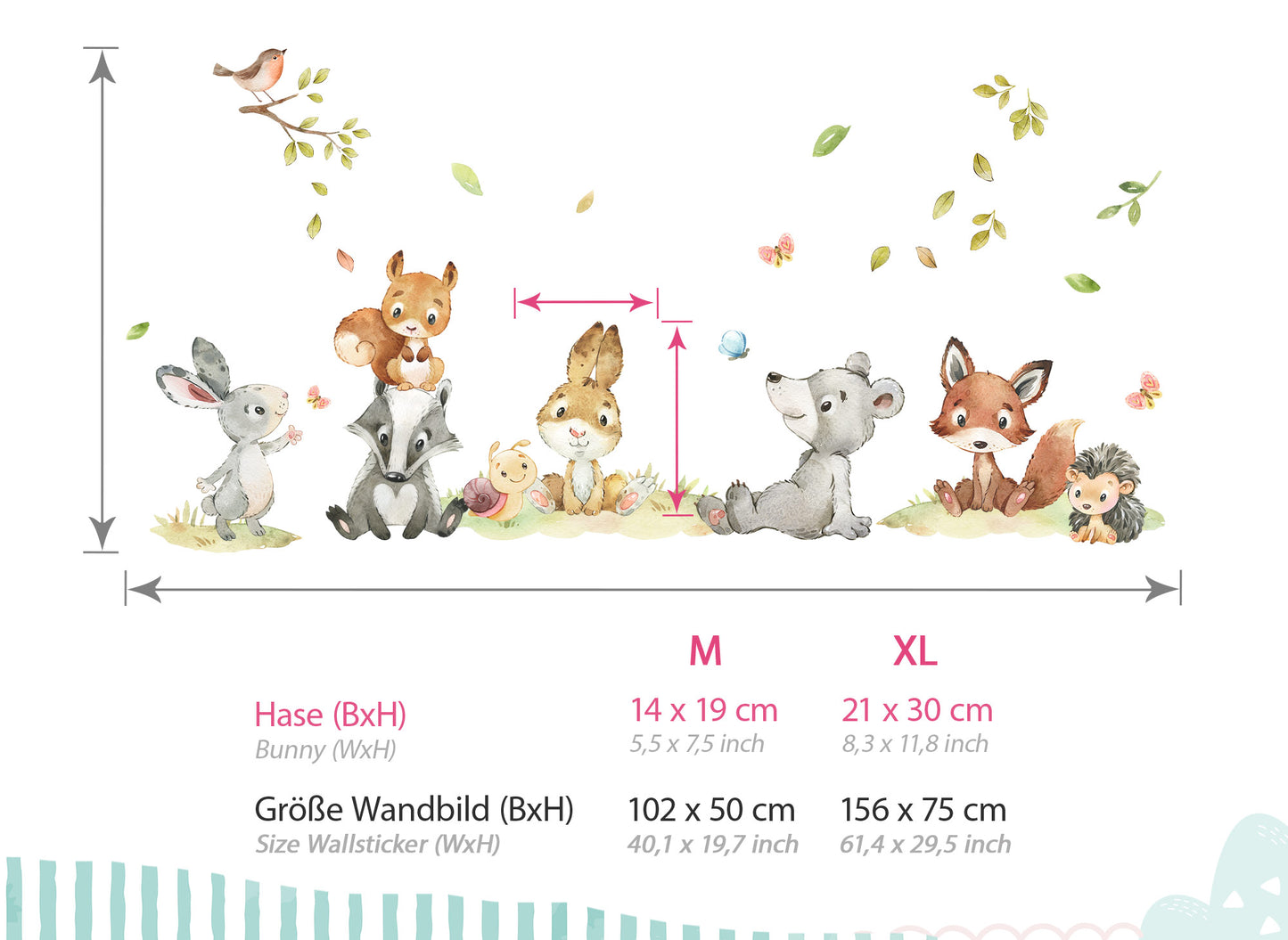 Wandtattoo Waldtiere Hase Fuchs DK1030
