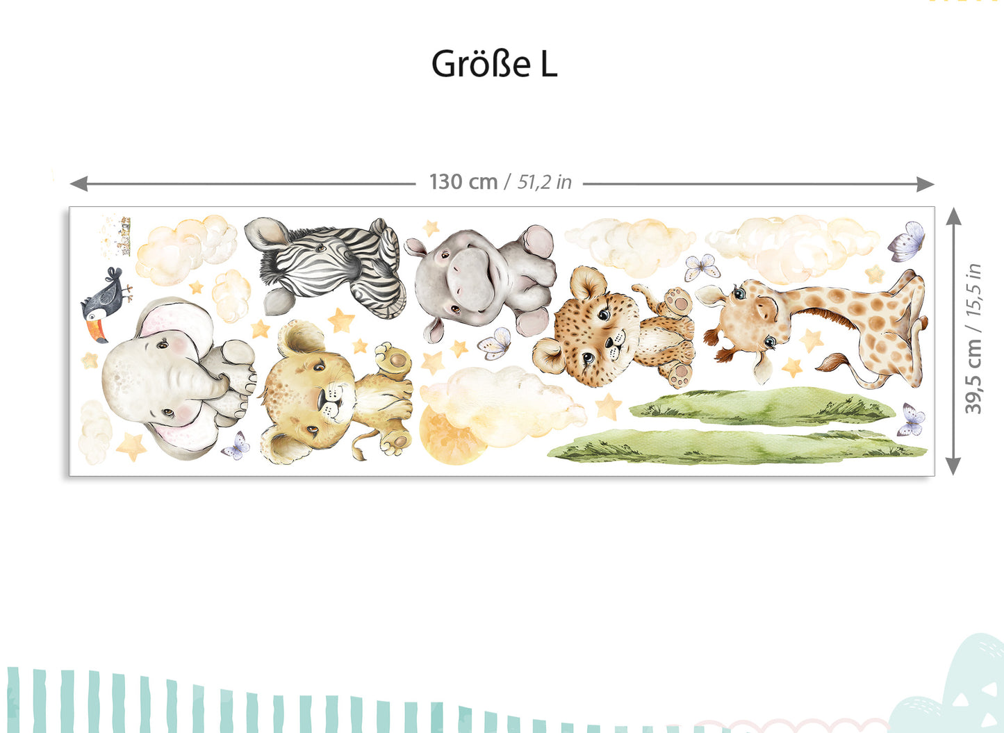 Wandtattoo Safaritiere Elefant Giraffe DK1031