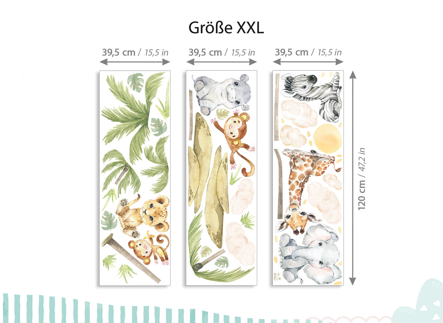 Wandtattoo Safaritiere Nilpferd Giraffe DK1052
