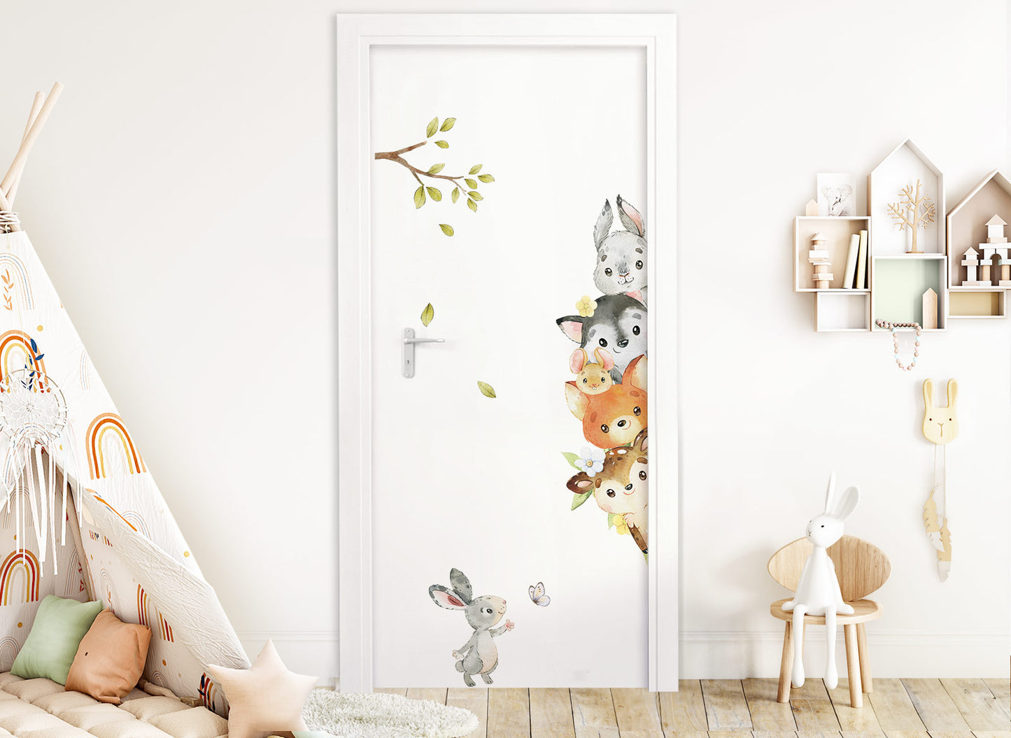 Wandtattoo Türsticker Waldtiere mit & ohne Wunschname DK1053