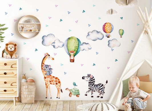 Wandtattoo Safari Party Giraffe Zebra DK1072