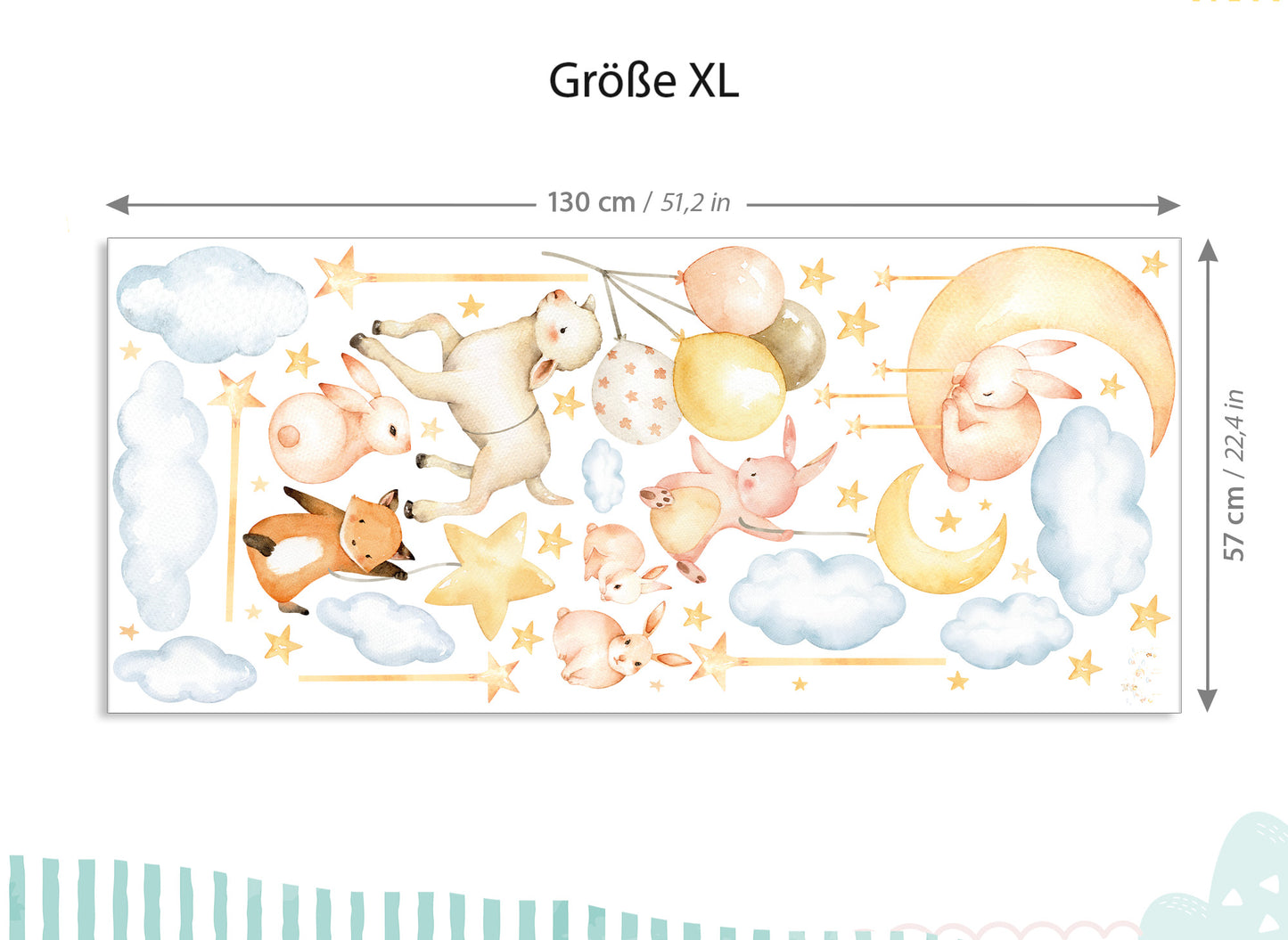 Wandtattoo Tiere Mond Sterne DK1100