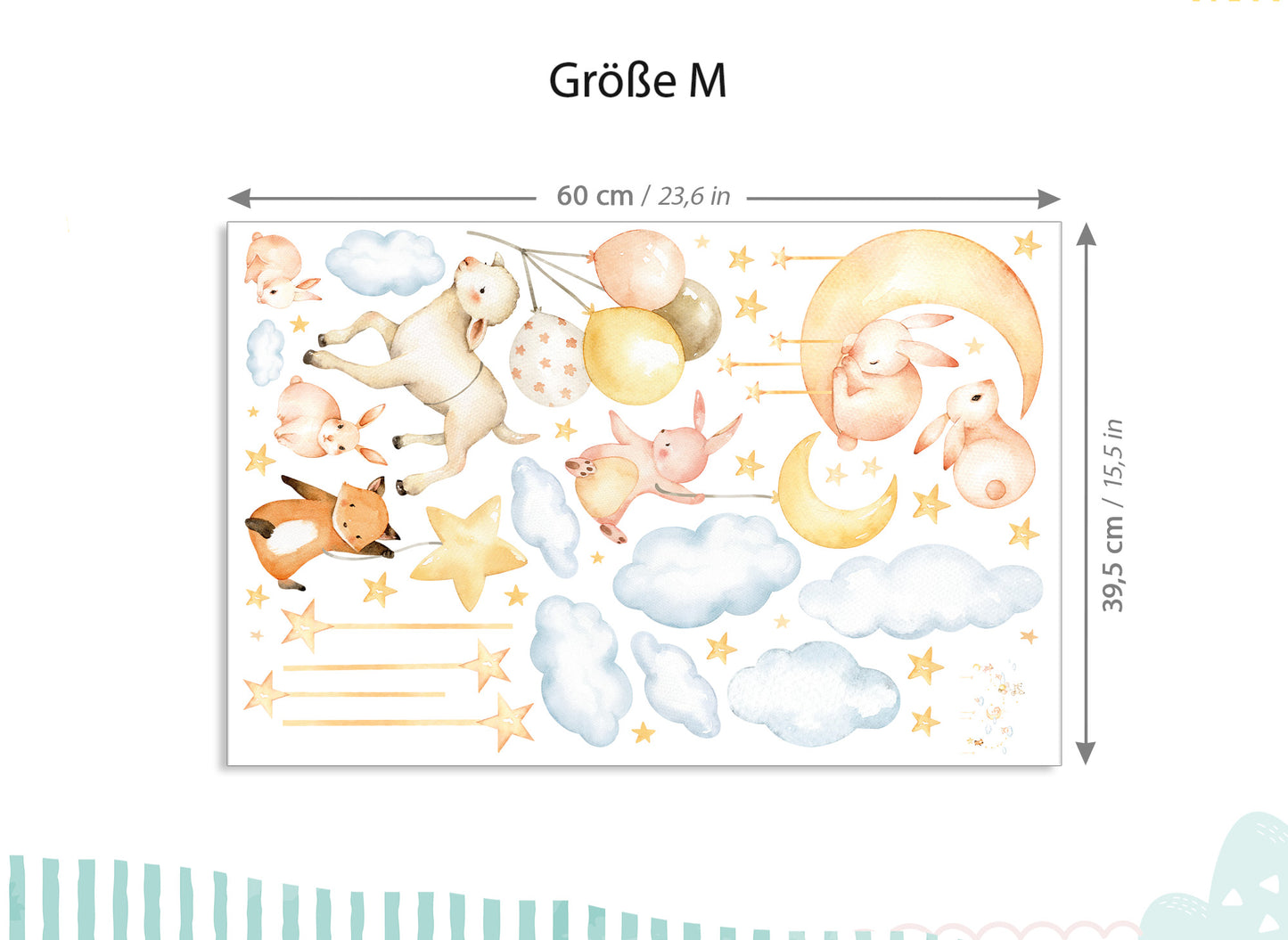 Wandtattoo Tiere Mond Sterne DK1100