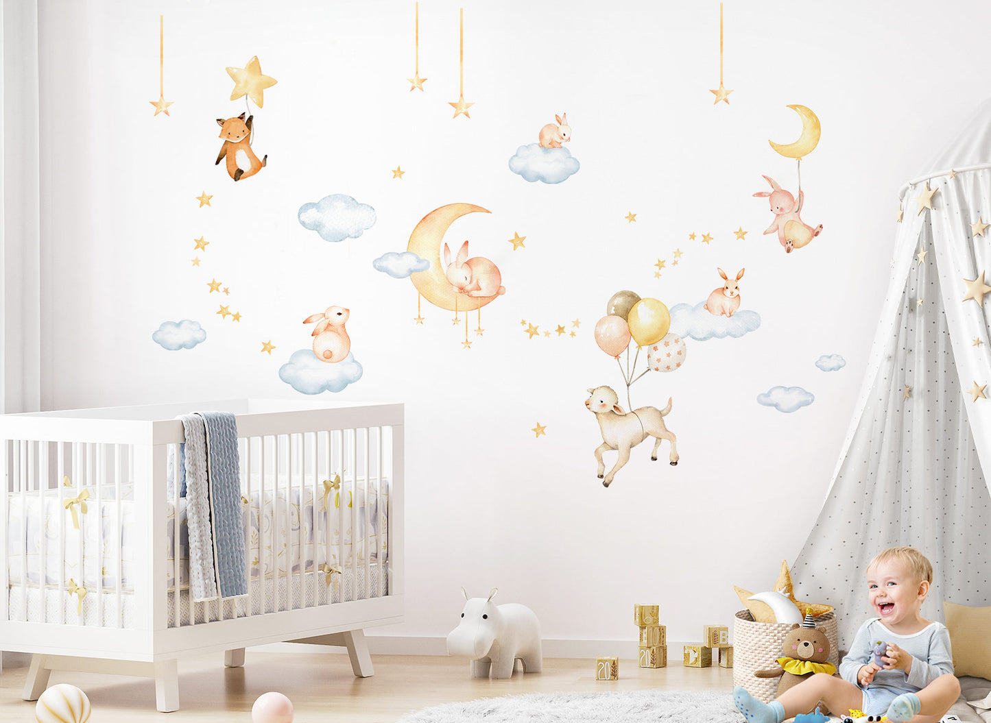 Wandtattoo Tiere Mond Sterne DK1100