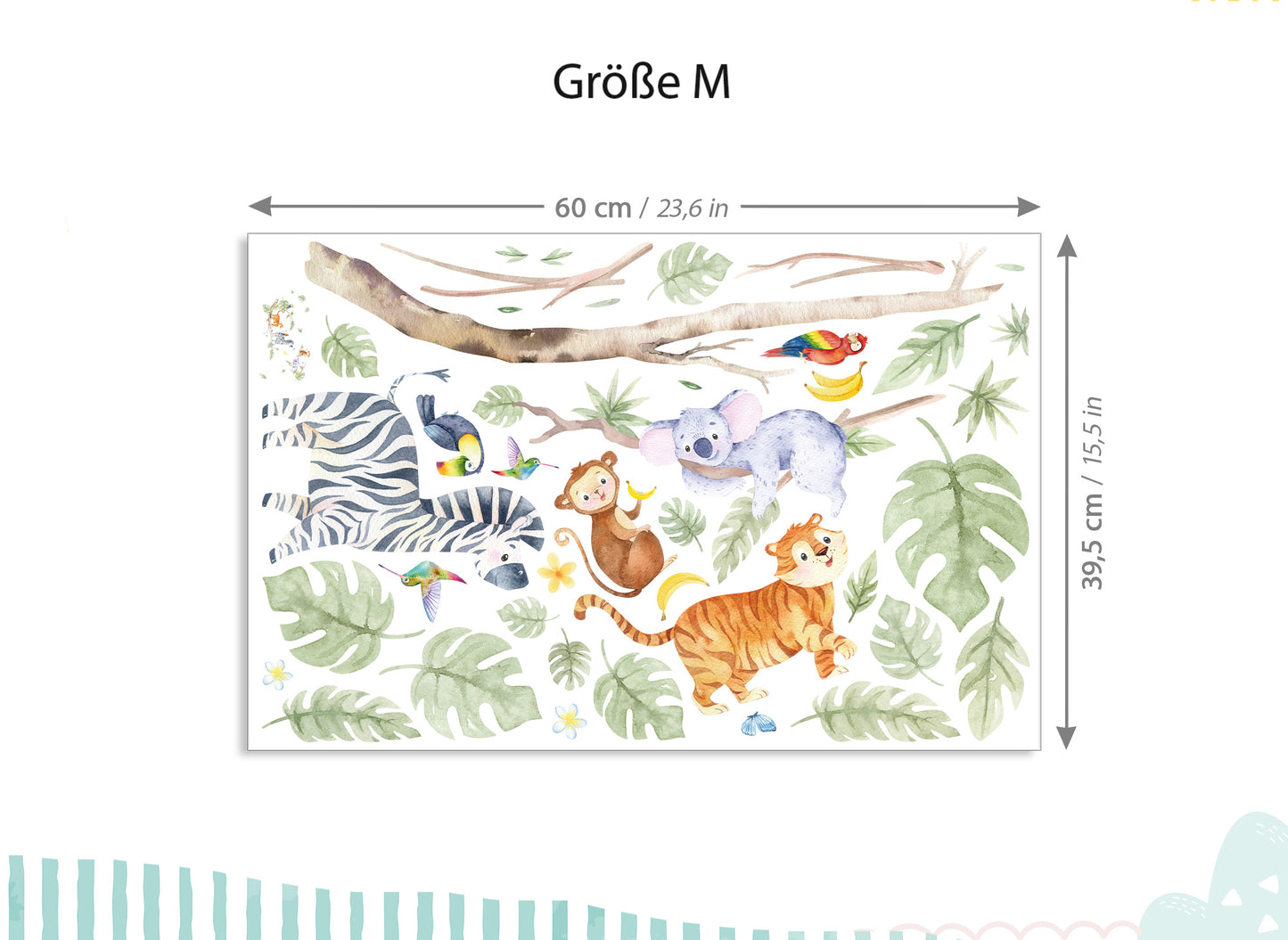 Wandtattoo Dschungeltiere Zebra Tiger DK1107