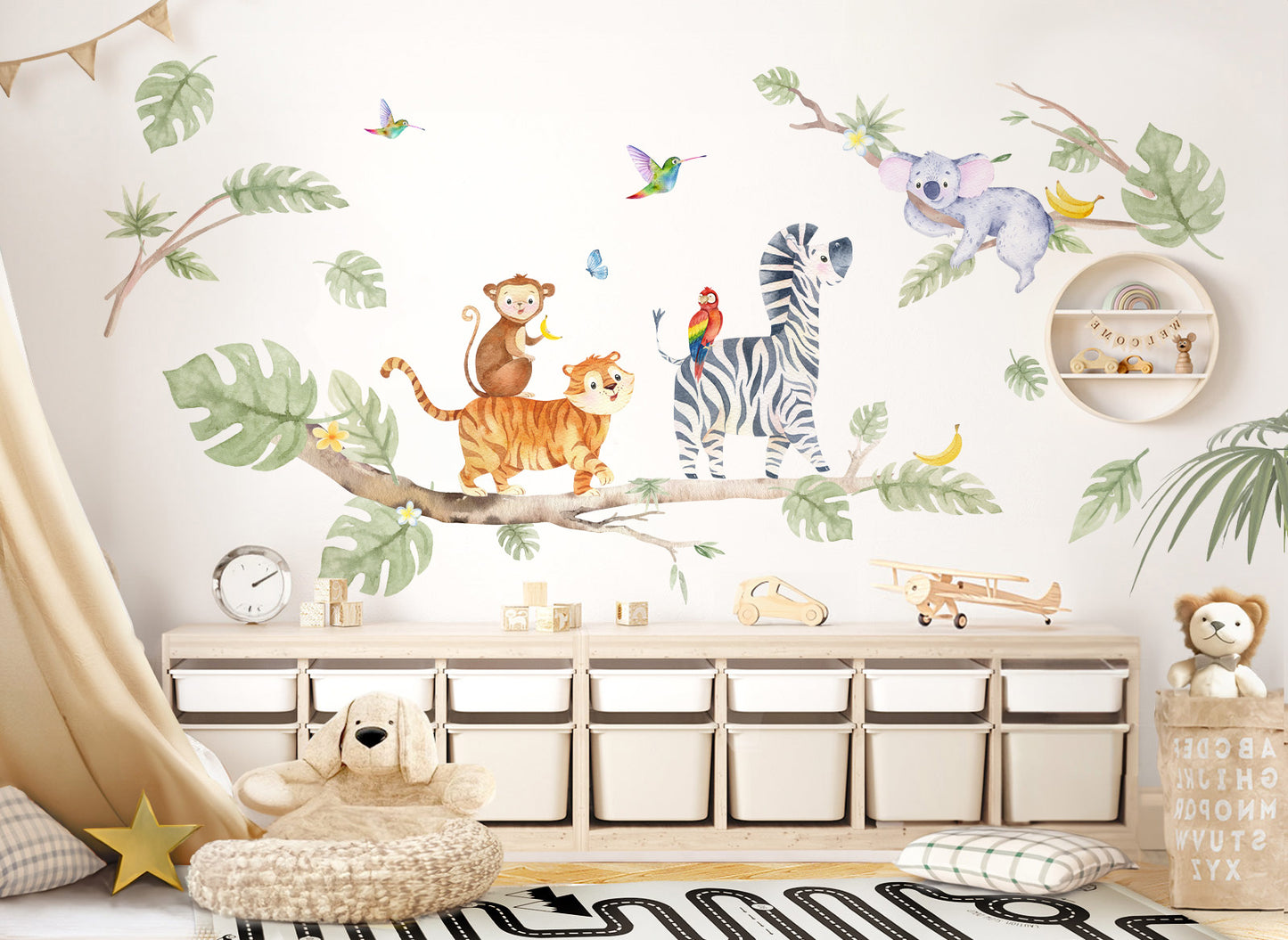 Wandtattoo Dschungeltiere Zebra Tiger DK1107