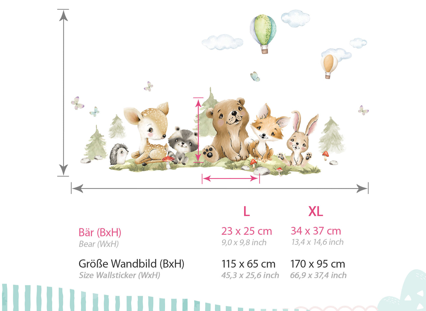 Wandtattoo Waldtiere Bär Fuchs DK1111