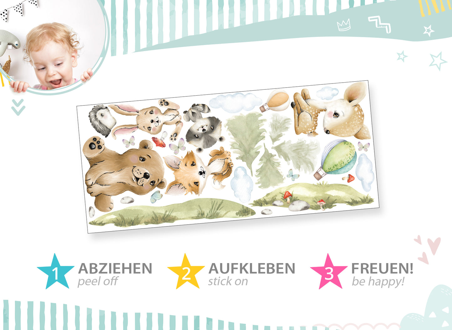 Wandtattoo Waldtiere Bär Fuchs DK1111