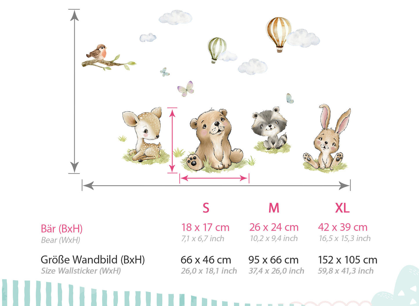 Wandtattoo Waldtiere Bär Hase DK1114