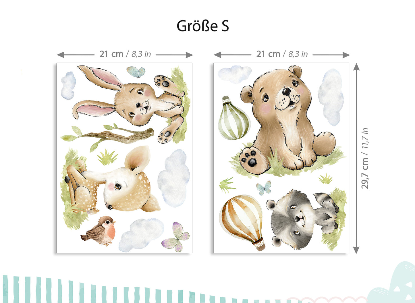 Wandtattoo Waldtiere Bär Hase DK1114