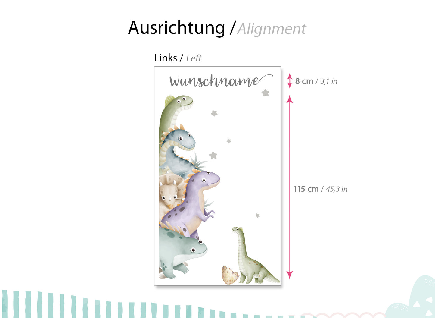 Wandtattoo Türsticker Dinos mit & ohne Wunschname DK1119