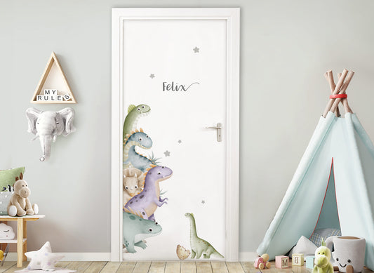 Wandtattoo Türsticker Dinos mit & ohne Wunschname DK1119