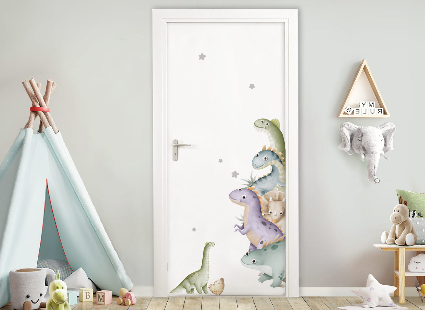 Wandtattoo Türsticker Dinos mit & ohne Wunschname DK1119