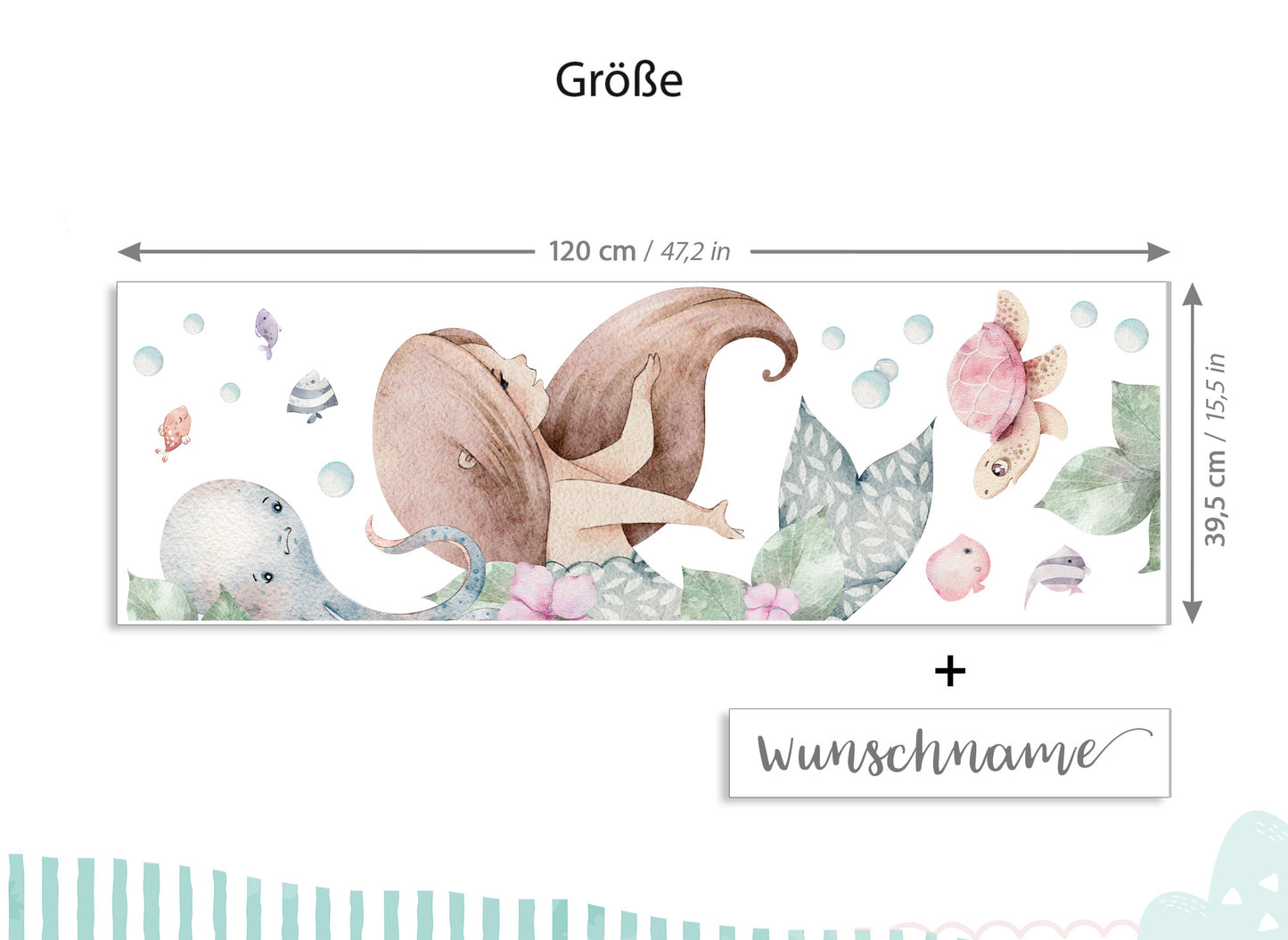 Wandtattoo Türsticker Meerjungfrau mit & ohne Wunschname DK1123