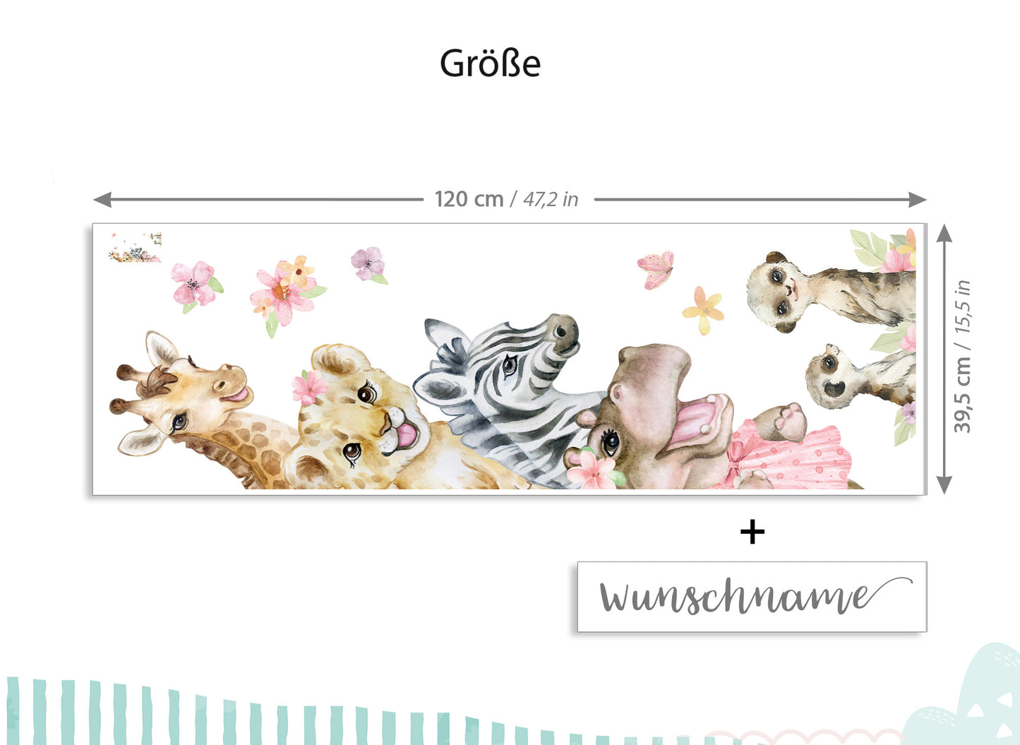Wandtattoo Türsticker Safaritiere mit & ohne Wunschname DK1124