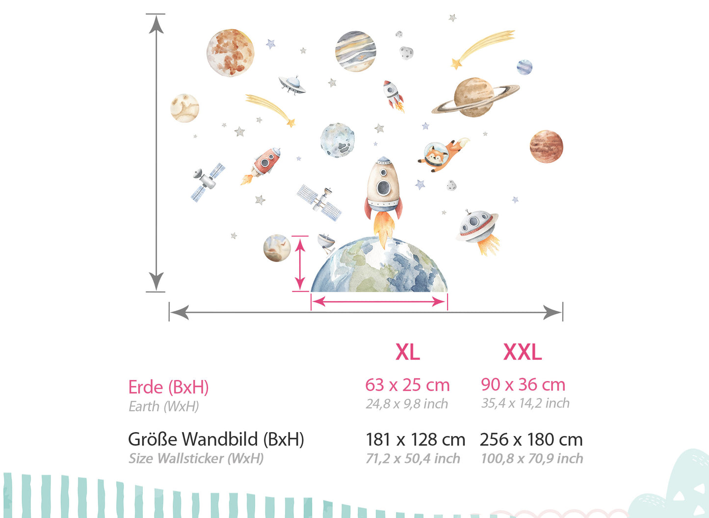 DekoKinderzimmer Wandtattoo Weltall Planeten DK1133