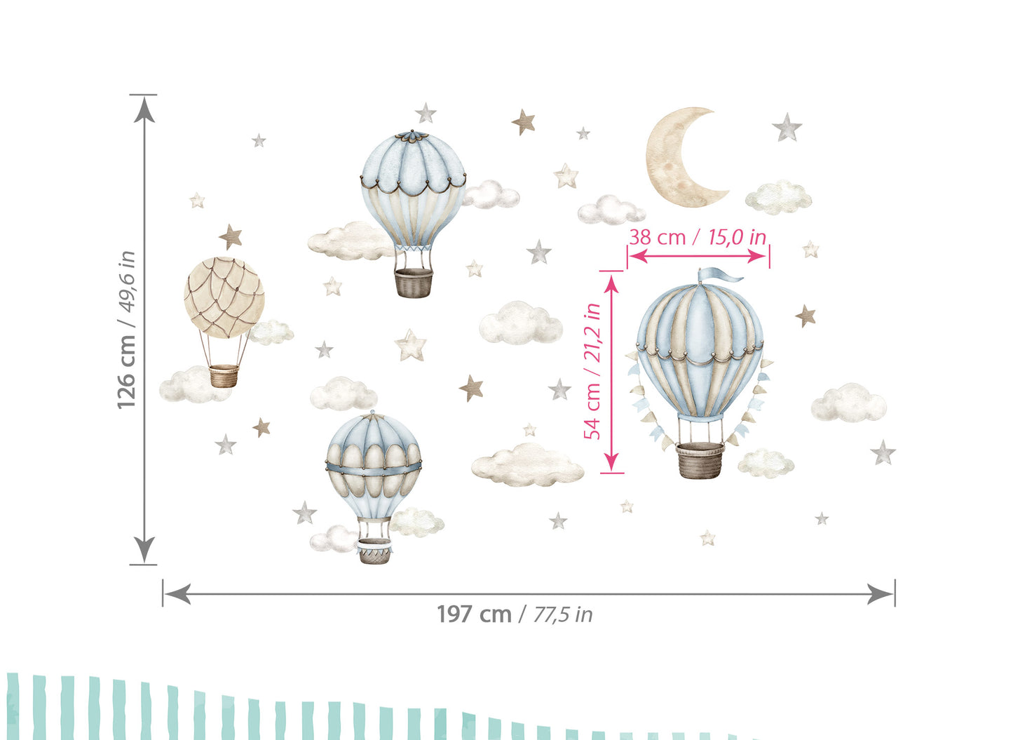 Wandtattoo Heißluftballon mit Wolken DK1136