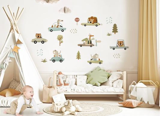 DekoKinderzimmer Wandtattoo Autos & Tiere DK1143