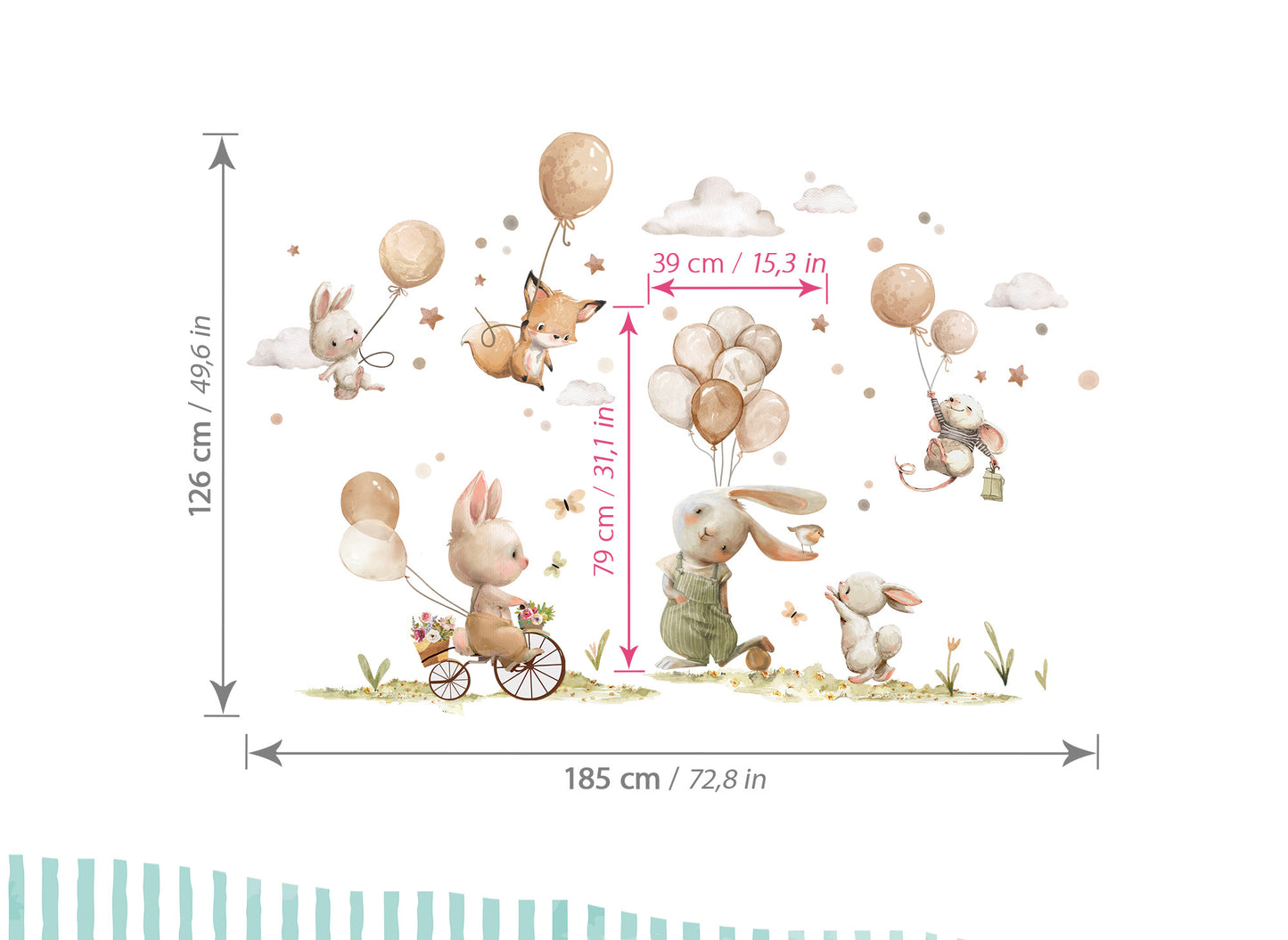 Wandtattoo Waldtiere Fuchs Hase DK1145