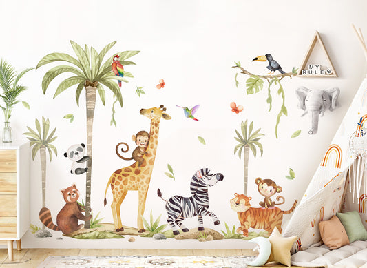 Wandtattoo Dschungeltiere Zebra Giraffe DK1146