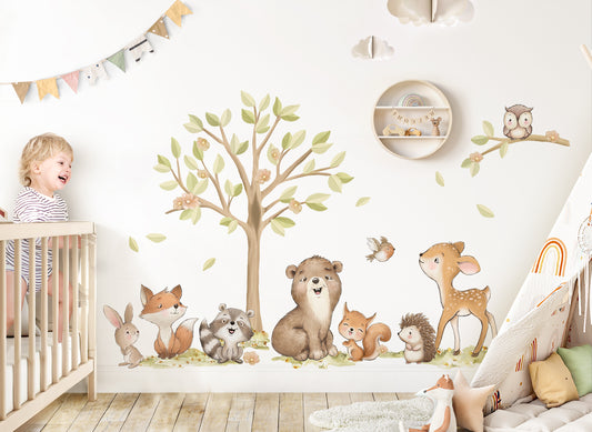 Wandtattoo Waldtiere Bär Reh DK1147