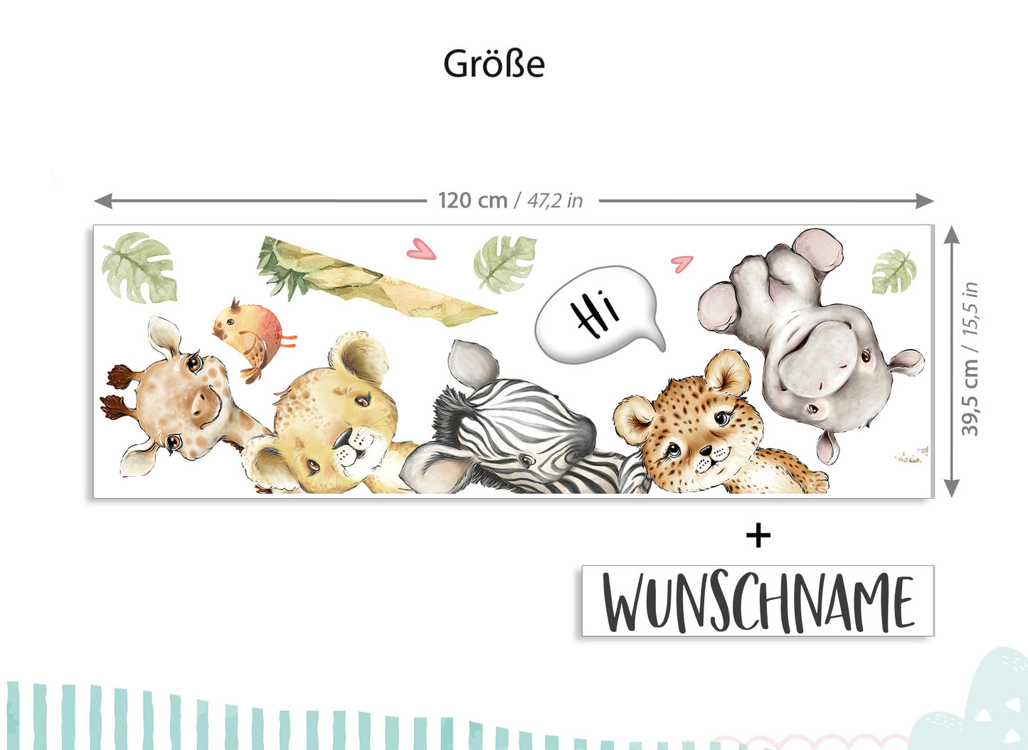 Klebekids Wandtattoo Türsticker Safaritiere mit & ohne Wunschname DK1155