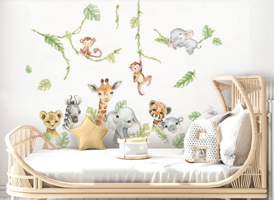 Wandtattoo Safaritiere Elefant Giraffe DK1027