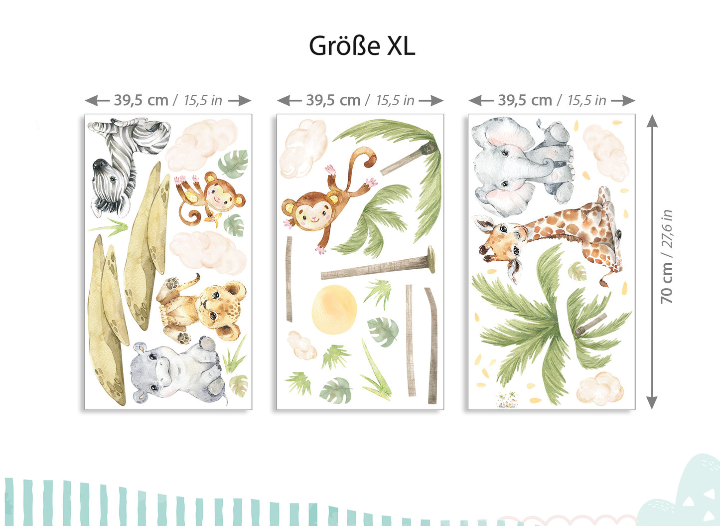 Wandtattoo Safaritiere Nilpferd Giraffe DK1052