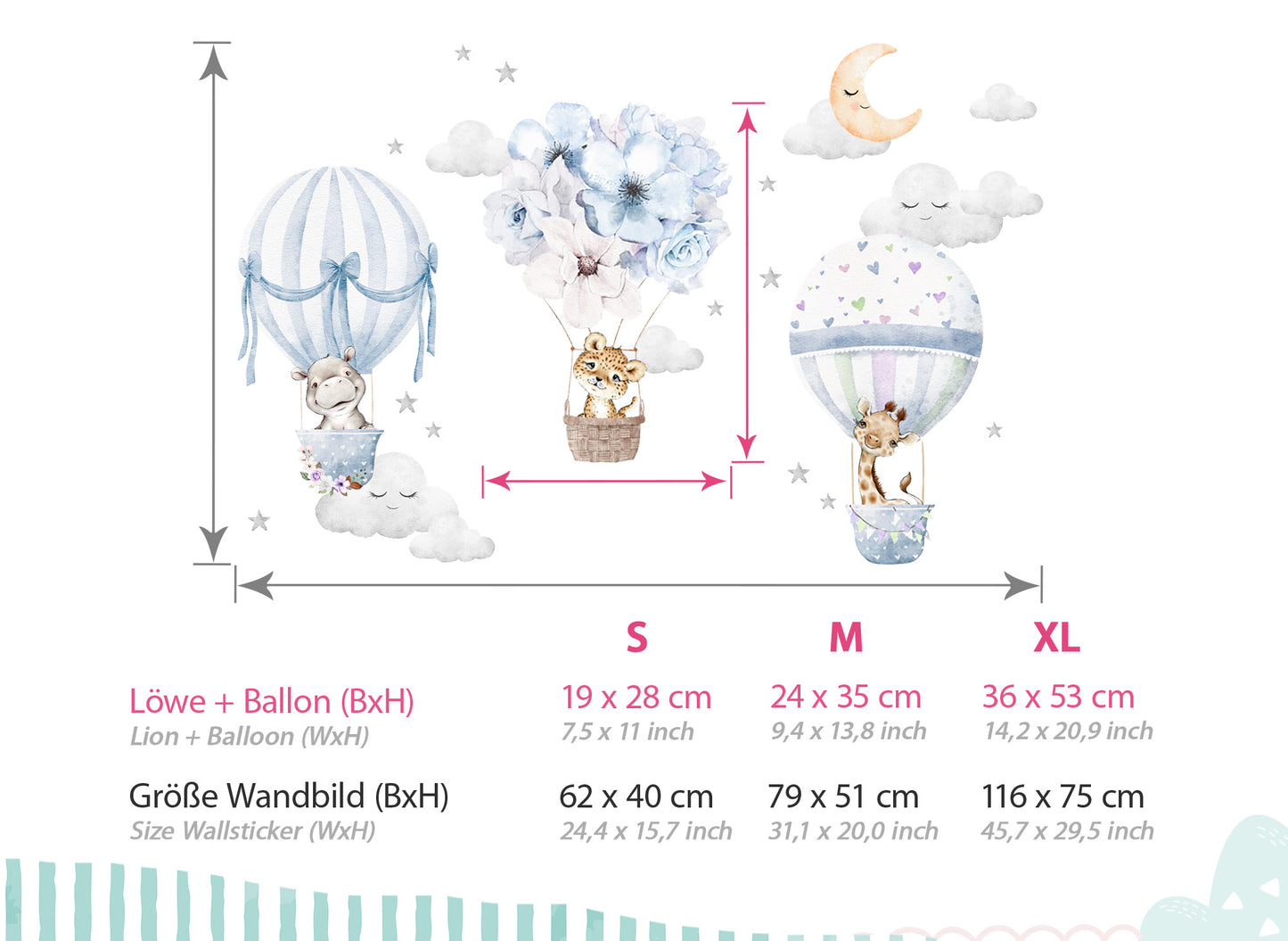 Wall Decal Animals & Hot Air Balloons DK1059