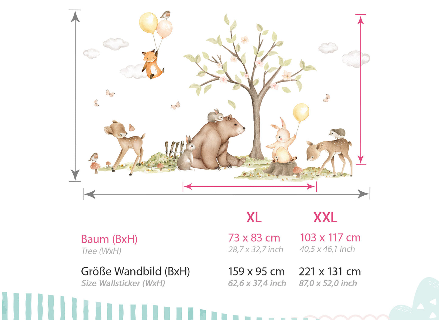Wandtattoo Waldtiere Bär Hase DK1113