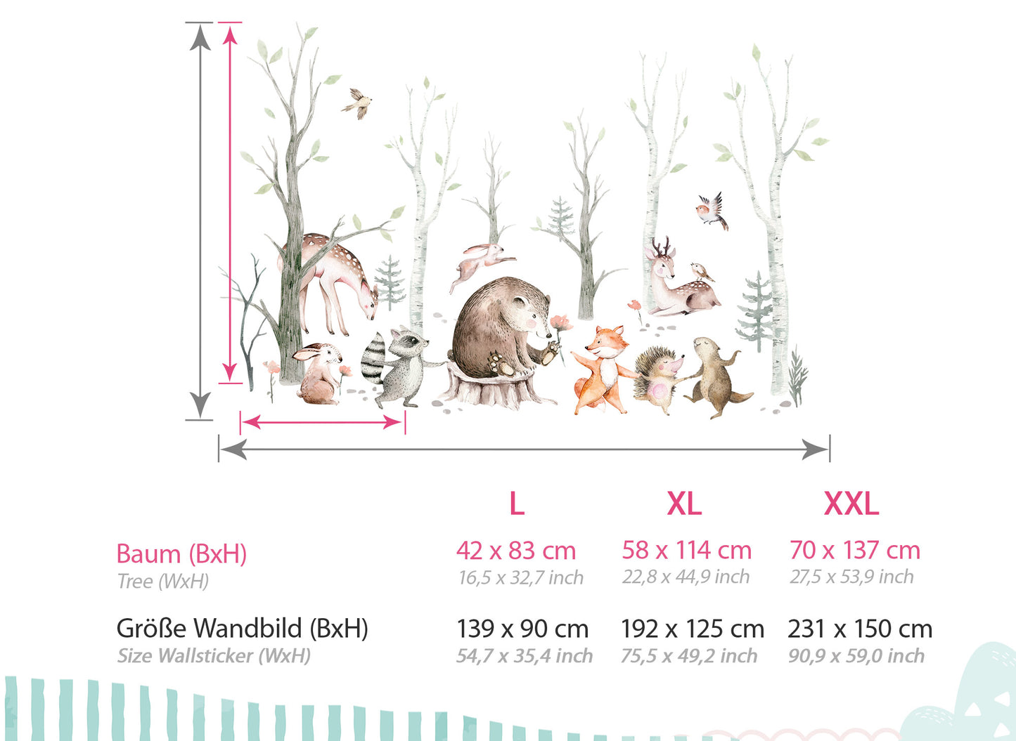 Wandtattoo Waldtiere Bär Fuchs DK1117