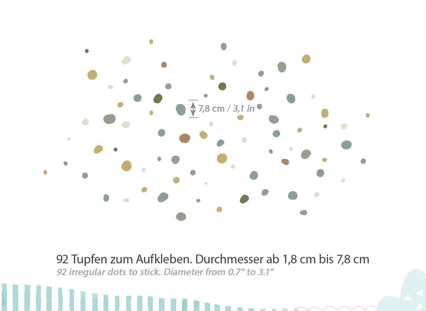 Wandtattoo 92 Tupfen Grün Braun Mint DK1009
