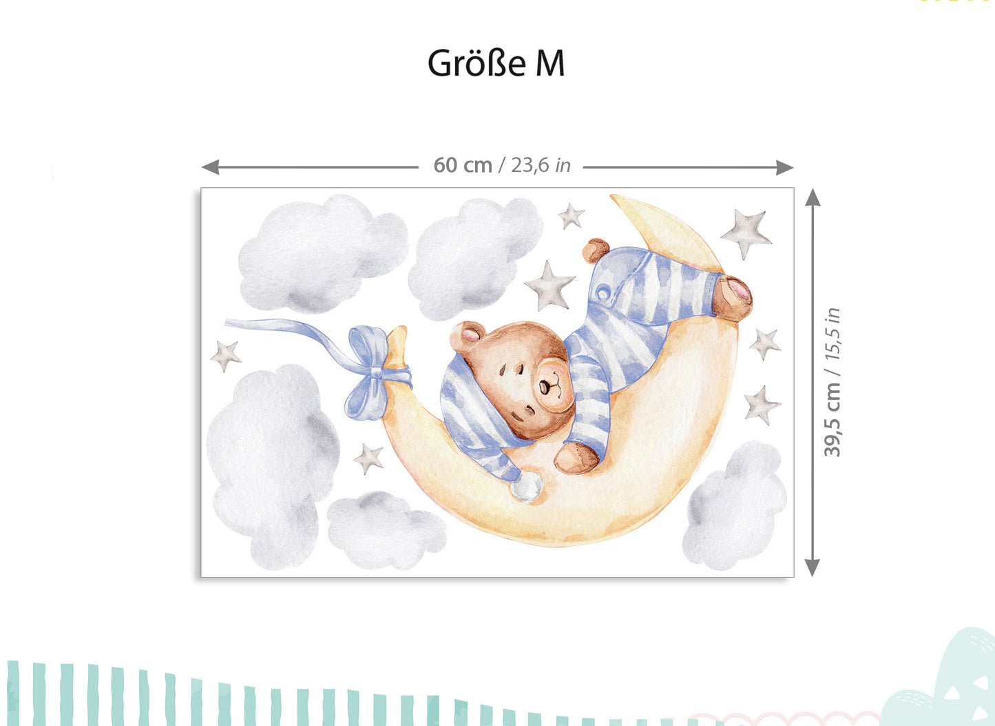 Wall sticker bear with moon blue DK1063