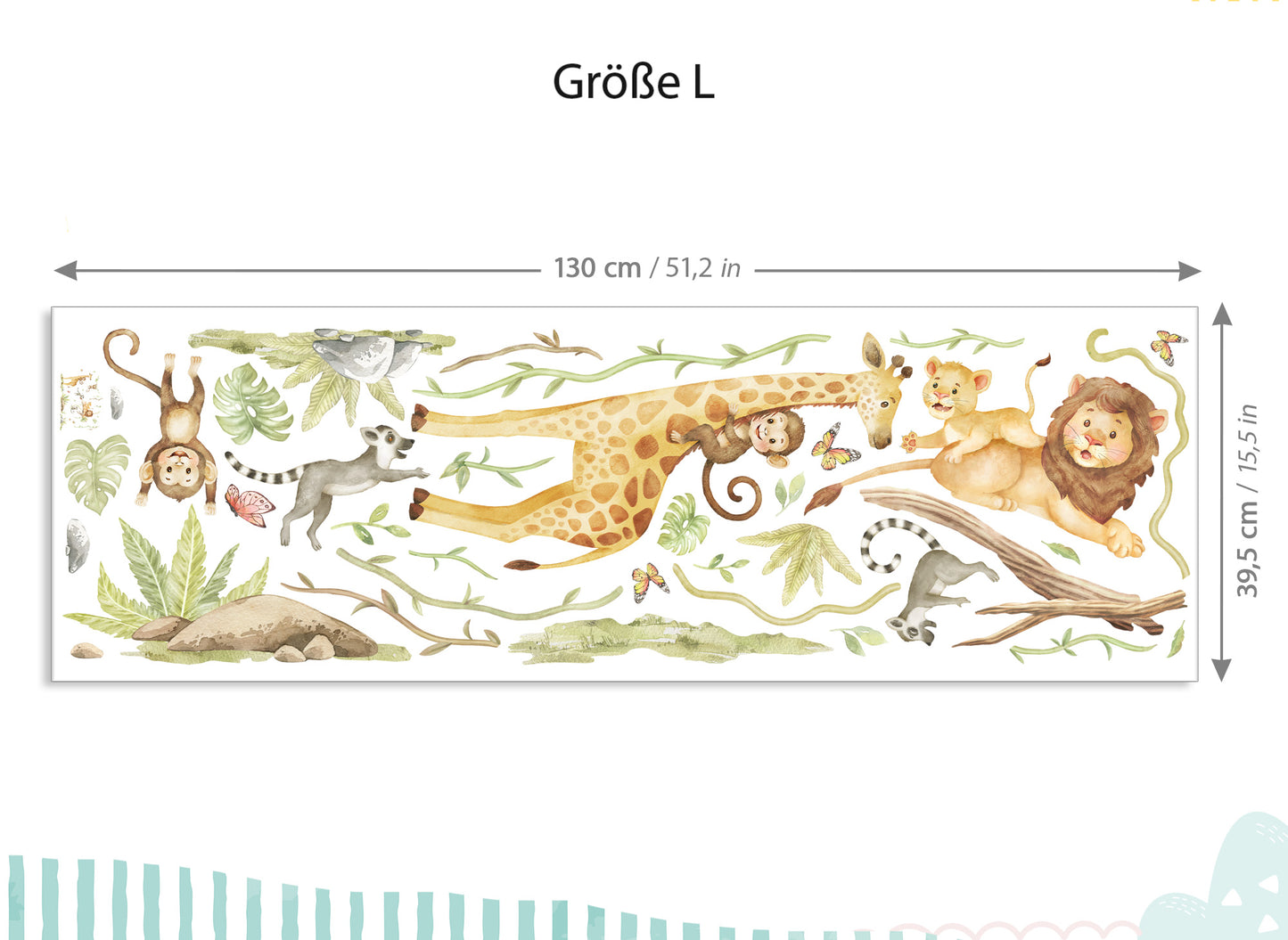 Wandtattoo Dschungeltiere Giraffe Löwe DK1148