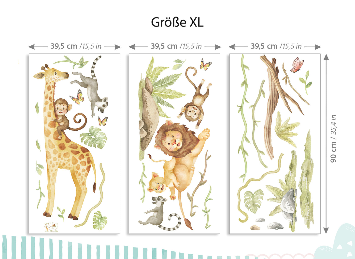 Wandtattoo Dschungeltiere Giraffe Löwe DK1148