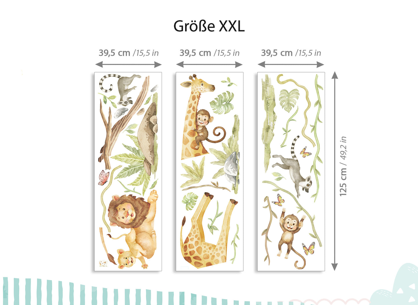 Wandtattoo Dschungeltiere Giraffe Löwe DK1148